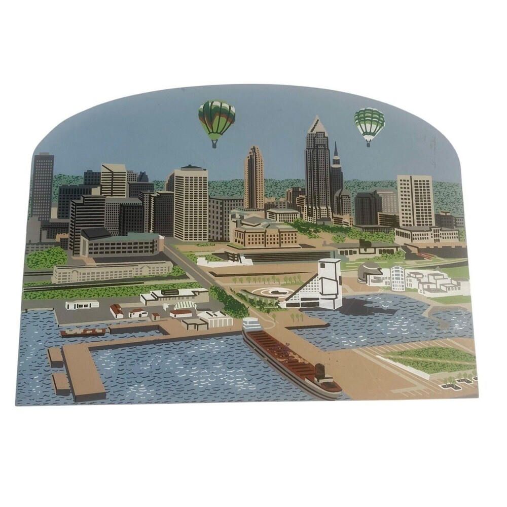 Cat's Meow Collectibles Cleveland Ohio Skyline Signed 2000 Handpainted Detailed